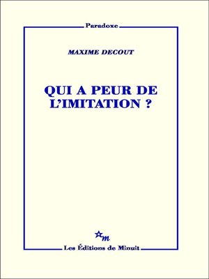 cover image of Qui a peur de l'imitation ?